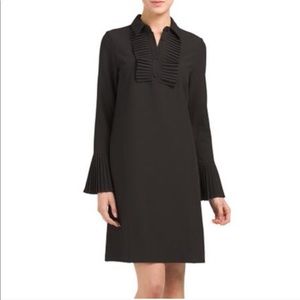 Black Pleated Shirt Dress by VANESSA Collezione